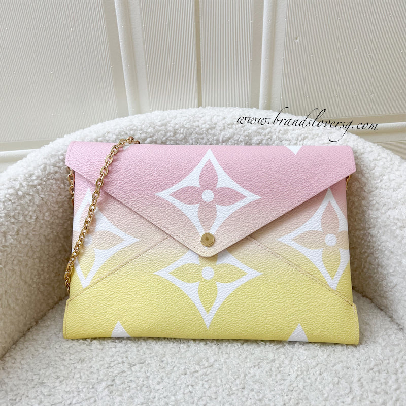 LV Large Kirigami Pochette in Pink / Yellow By the Pool Canvas and GHW