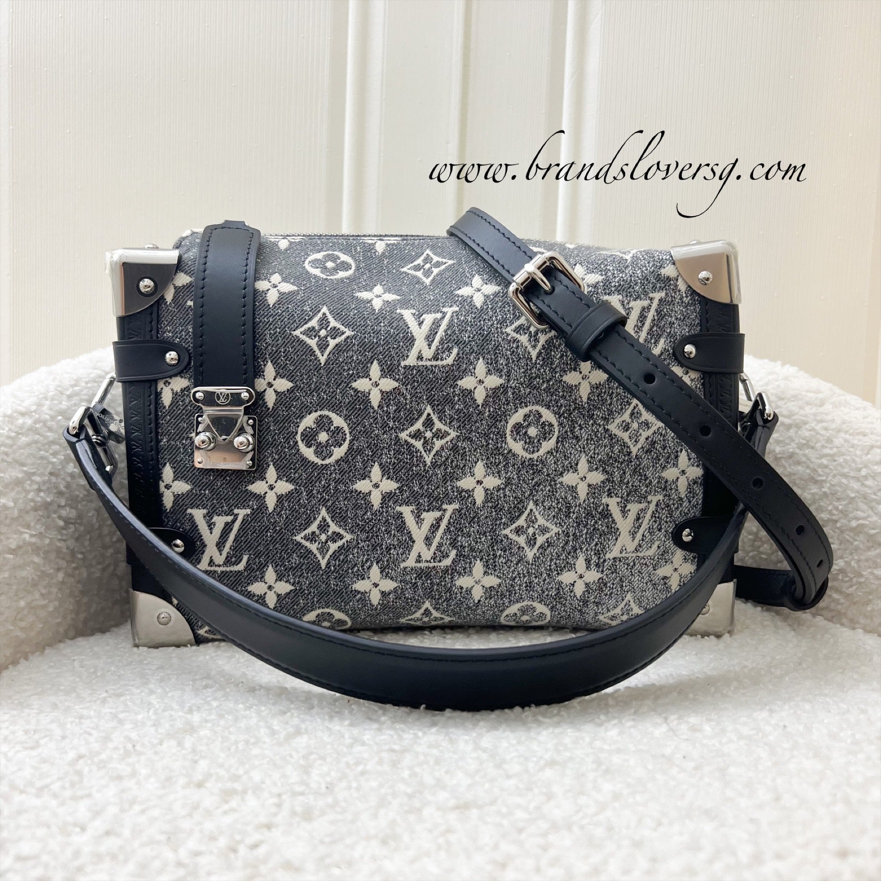 LV Side Trunk Bag in Black / Grey Denim and SHW
