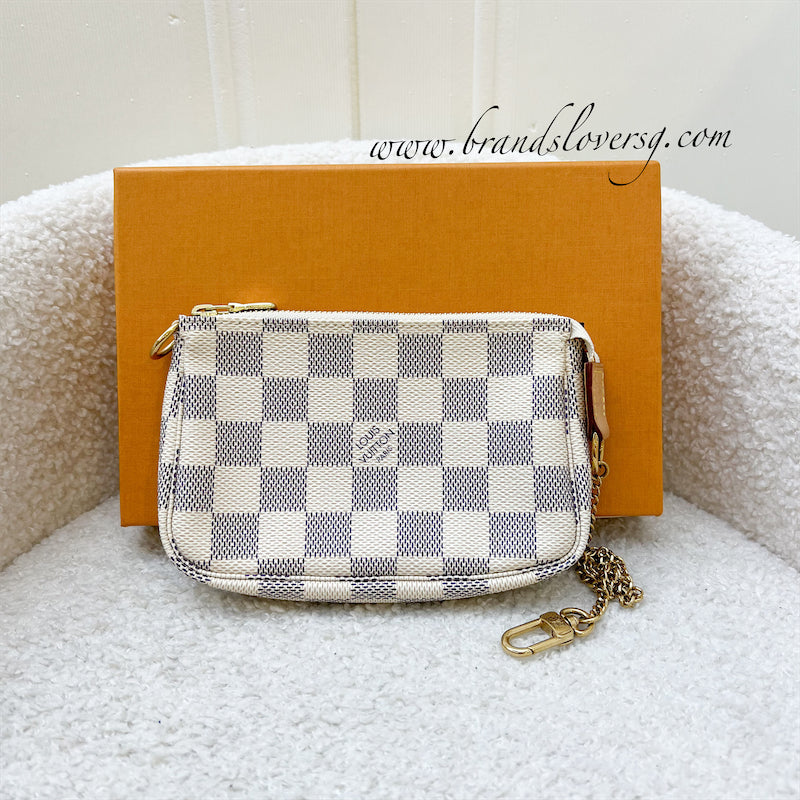 LV Mini Pochette Accessoires in Damier Azur Canvas in GHW
