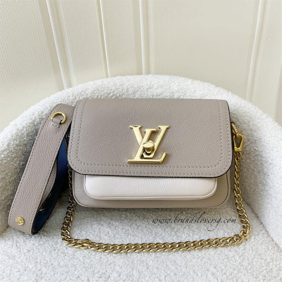 LV Lockme Tender in Grey Beige Greige Grained Calfskin and GHW