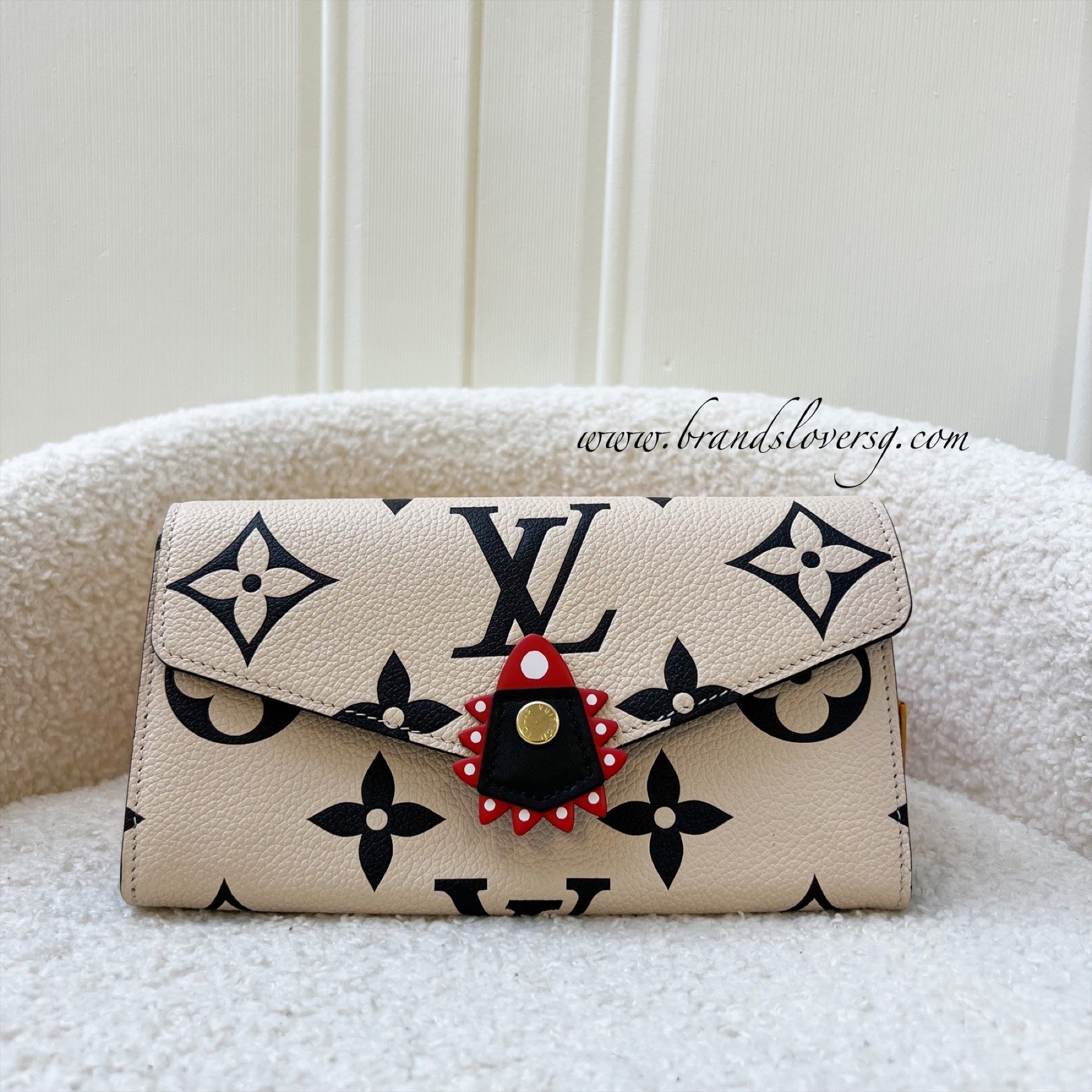 LV Crafty Sarah Long Wallet in Creme / Noir Empreinte Leather and GHW