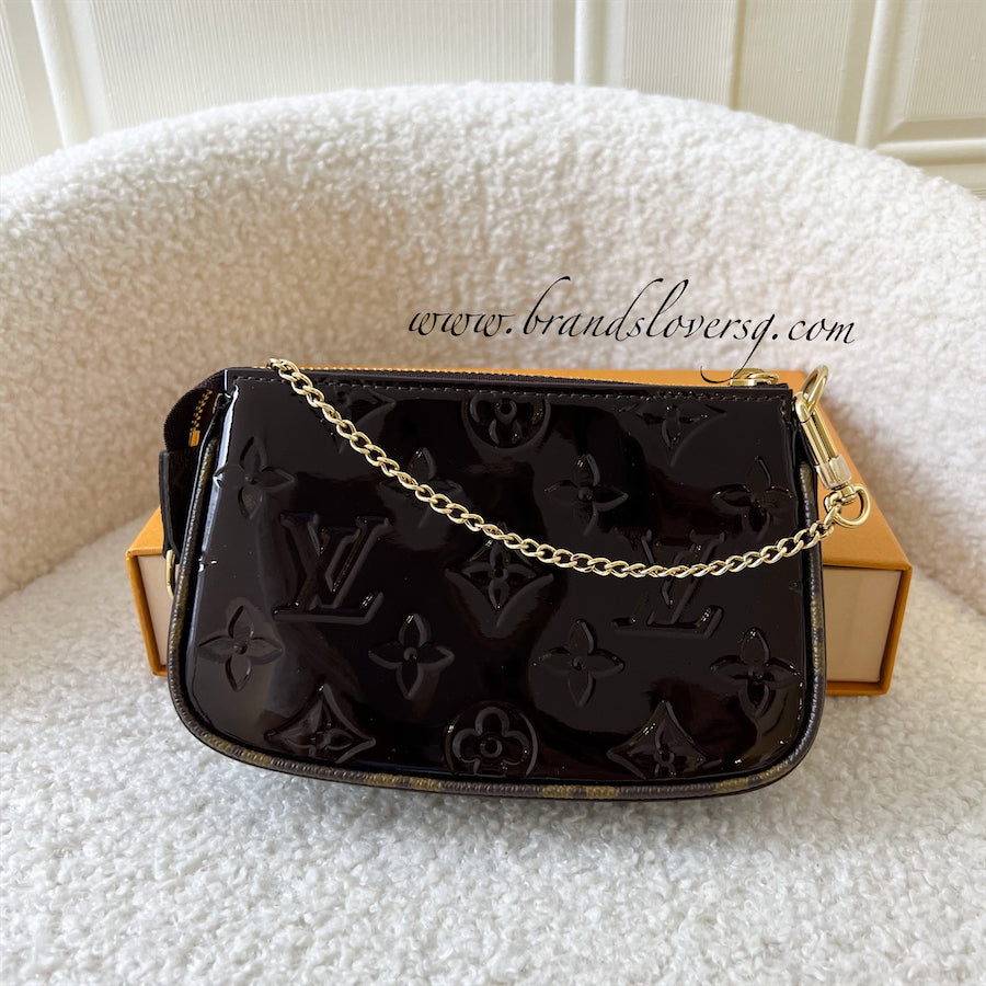 LV Mini Pochette Accessoires in Amarante Maroon Vernis Leather GHW