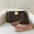 LV Multi Pochette Accessoiries in Monogram Canvas with Pink Strap GHW