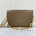 LV Coussin MM in Taupe Monogram-Embossed Puffy Lambskin GHW