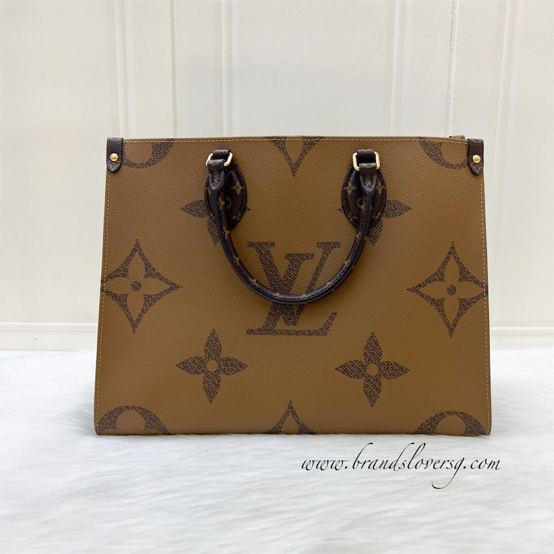 LV Onthego MM in Reverse Monogram Canvas and GHW