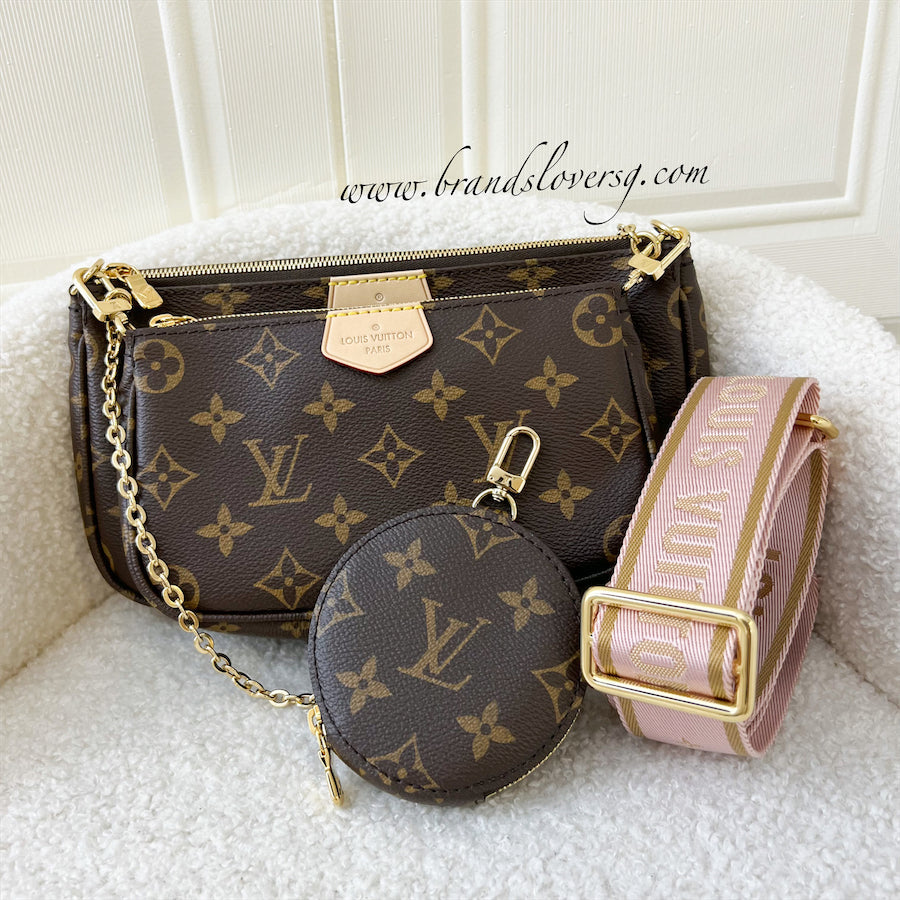 LV Multi Pochette Accessoires MPA in Monogram Canvas, Pink Strap and GHW