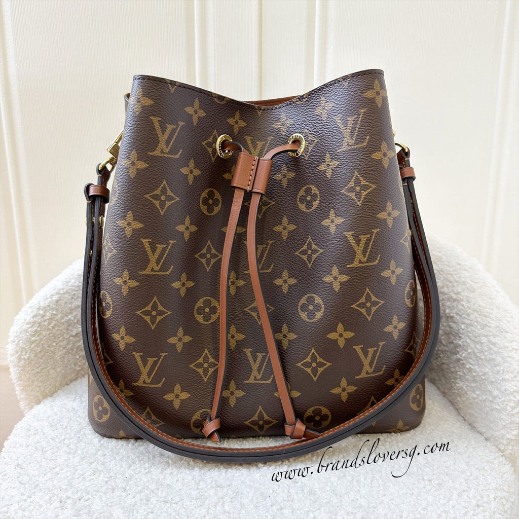 LV Neonoe MM in Monogram Canvas, Caramel Strap and GHW