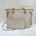LV Neverfull MM in Damier Azur Canvas and GHW