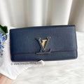 LV Capucines Wallet in Marine Rouge Grained Calfskin and GHW