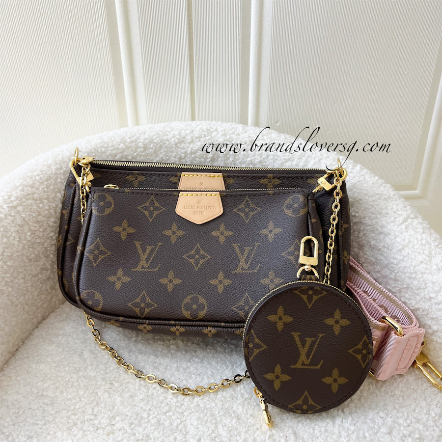 LV Multi Pochette Accessoires MPA in Monogram Canvas, Pink Strap and GHW