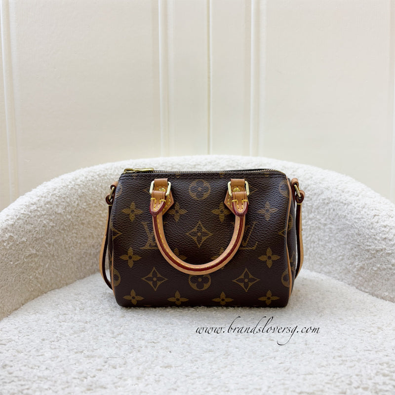 LV Nano Speedy in Monogram Canvas and GHW (Non-detachable strap) (Model: M61252)