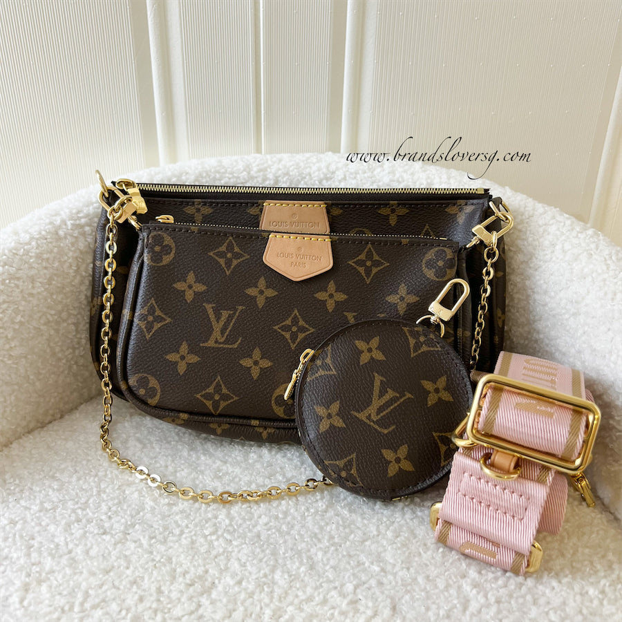 LV Multi Pochette Accessoires MPA in Monogram Canvas, Pink Strap and GHW