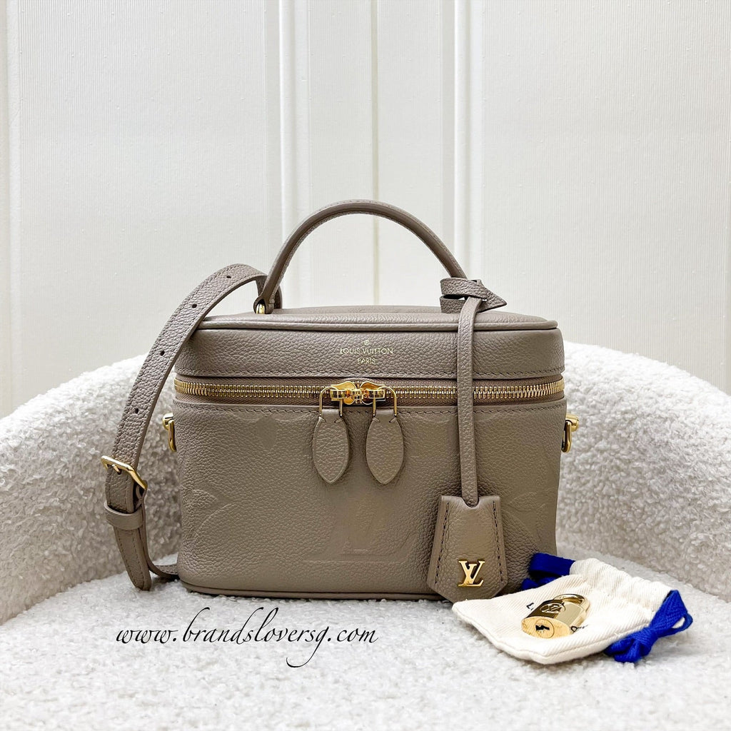 LV Vanity PM in Tourterelle Grey Giant Monogram Empreinte Leather GHW