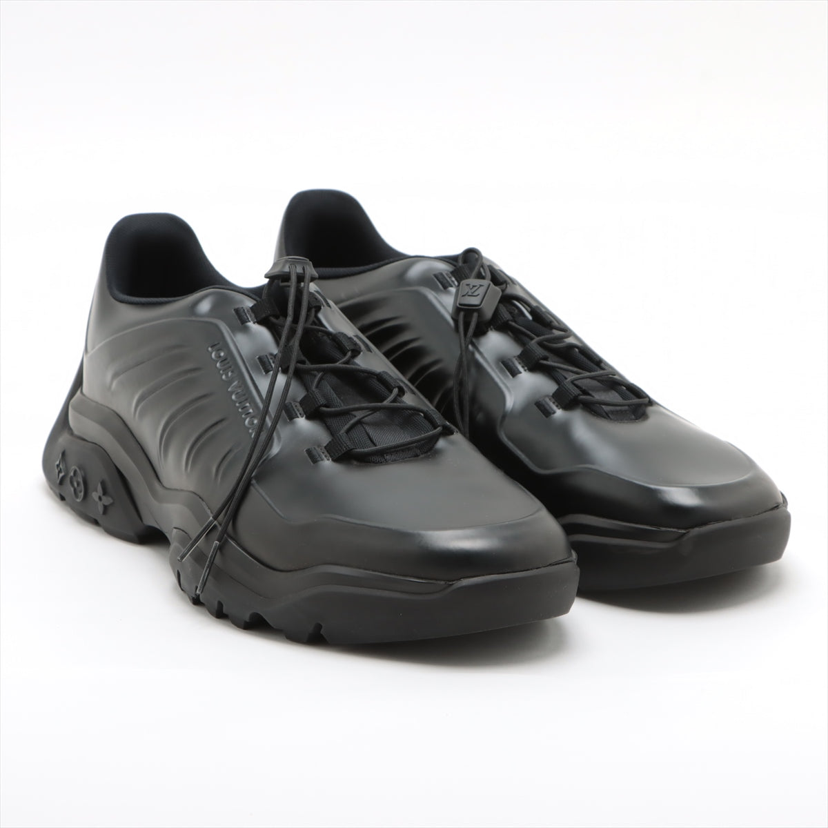 Louis Vuitton Millennium Line 21 Year Leather Trainers 8 Men Black FD0251 LV Logo