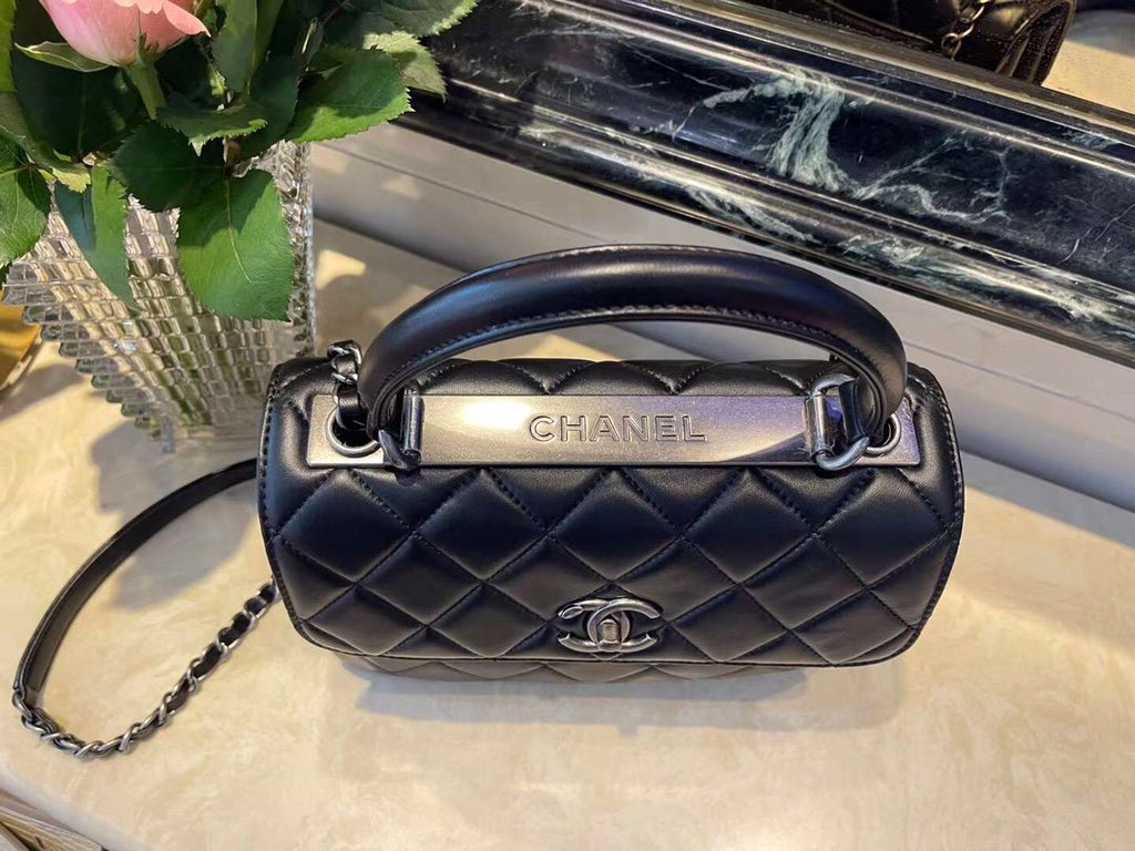 CHL Classic Flap Bag Medal Hardware Black For Women 9.8in/25cm