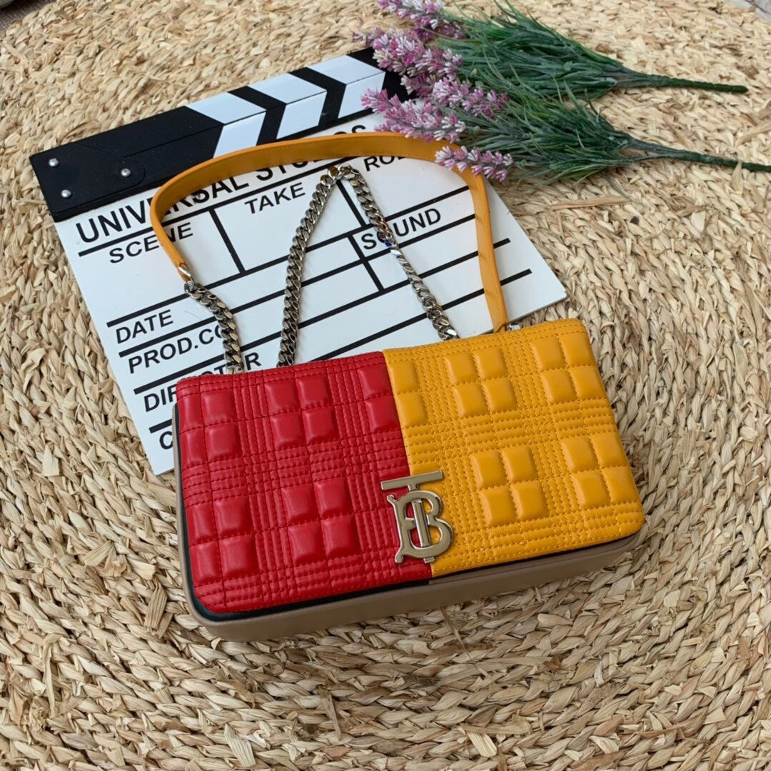 GLAMI Horseferry Print Quilted Small Lola Bag Monogram Red And Orange For Women, Bags 9in/23cm