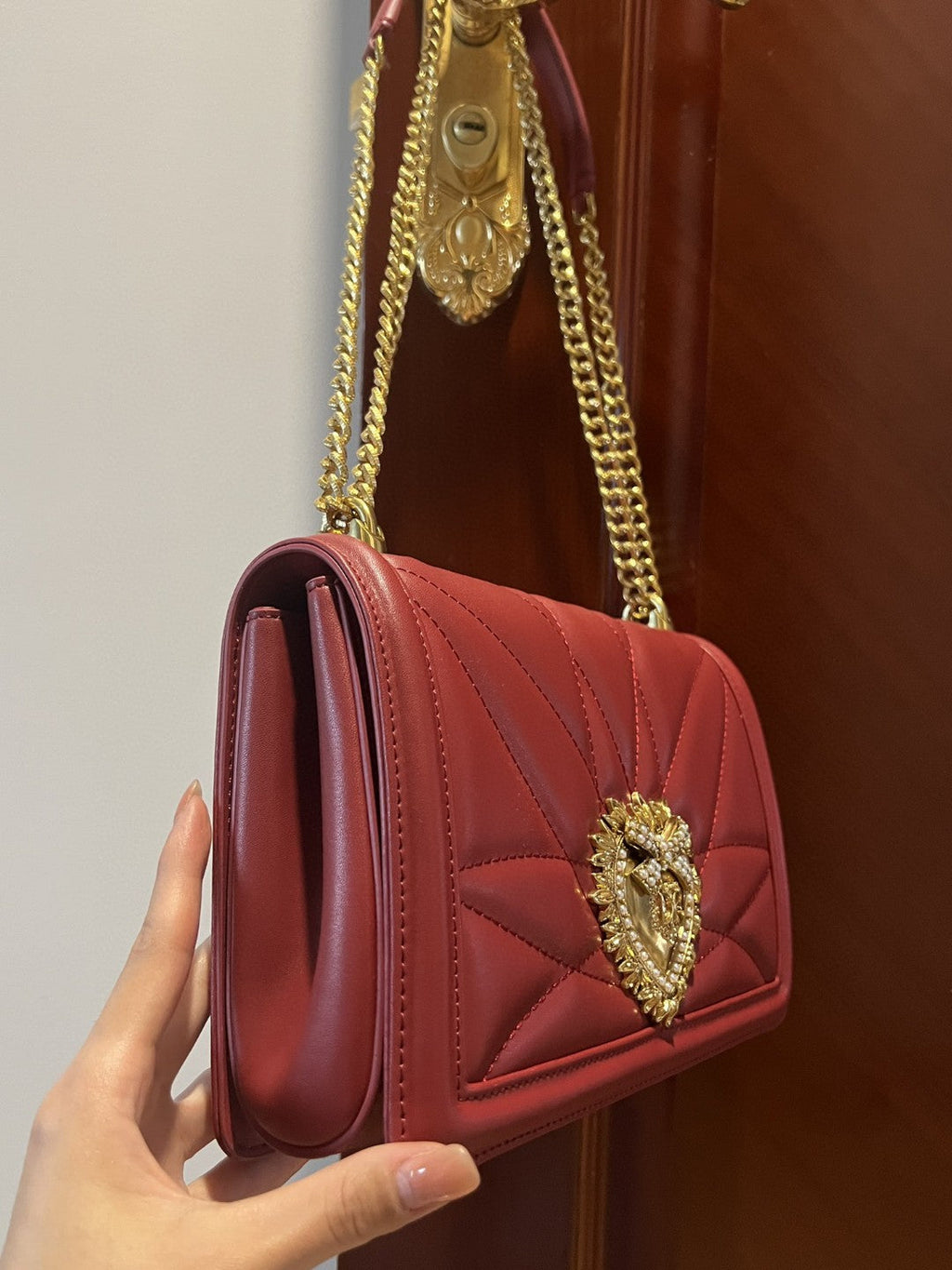 GLAMI Large Devotion Bag In Quilted Nappa Burgundy For Women 10in/26cm GLAMIÃ‚Â 