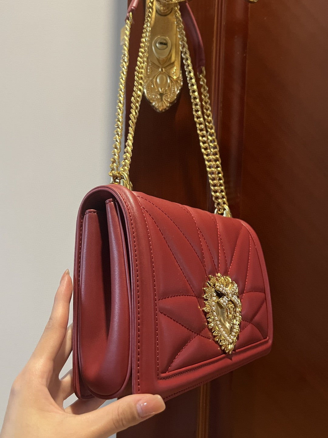 GLAMI Large Devotion Bag In Quilted Nappa Burgundy For Women 10in/26cm GLAMIÃ‚Â 