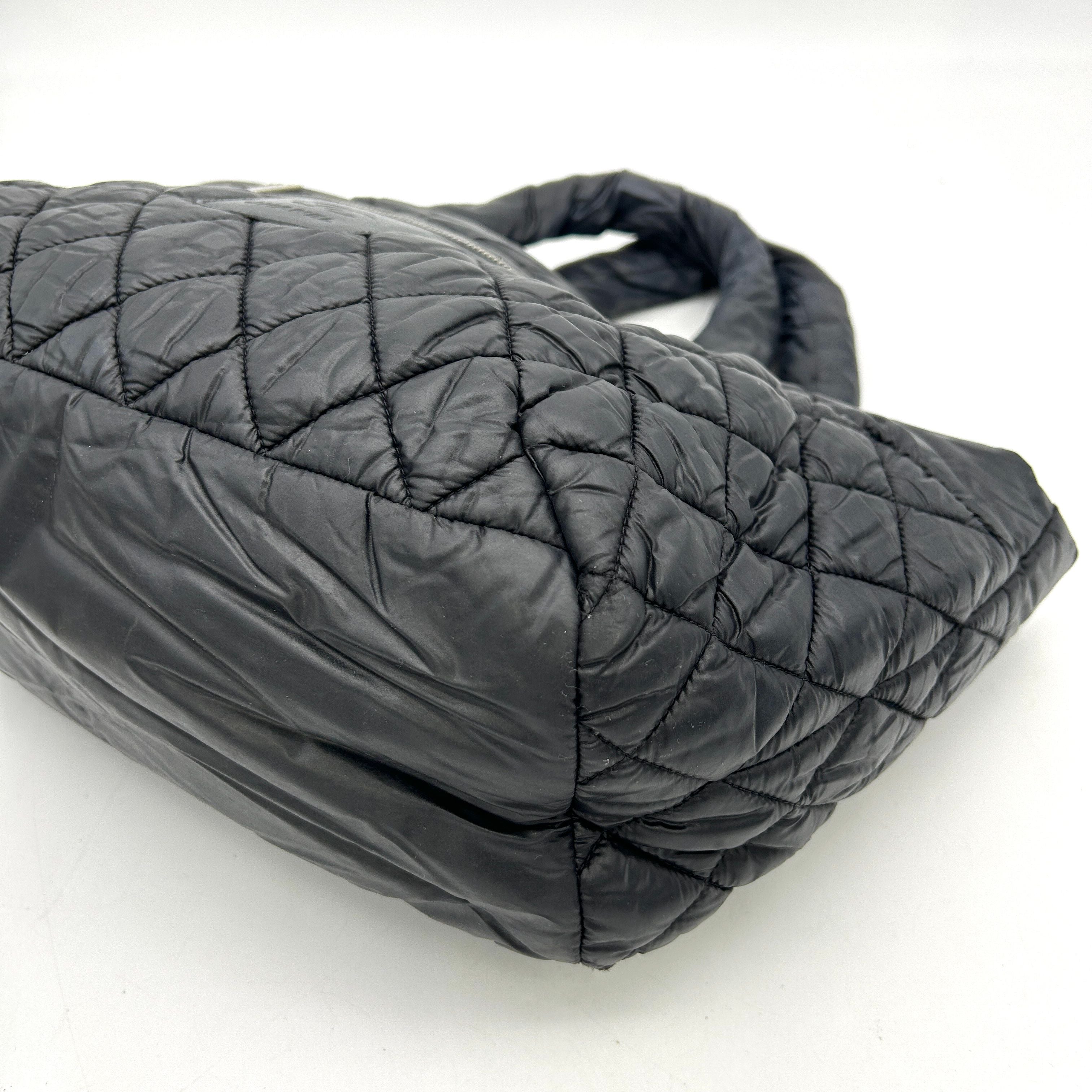 Pre-owned CHANEL Nylon Quilted Small Coco Cocoon Tote Black  LA1465