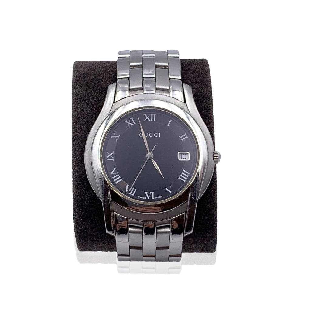 GUCCI Stainless Steel Mod 5500 M Watch Date Indicator Black
