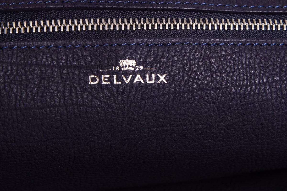 Delvaux Navy Grained Leather Pin Cabas Shoulder Strap Tote