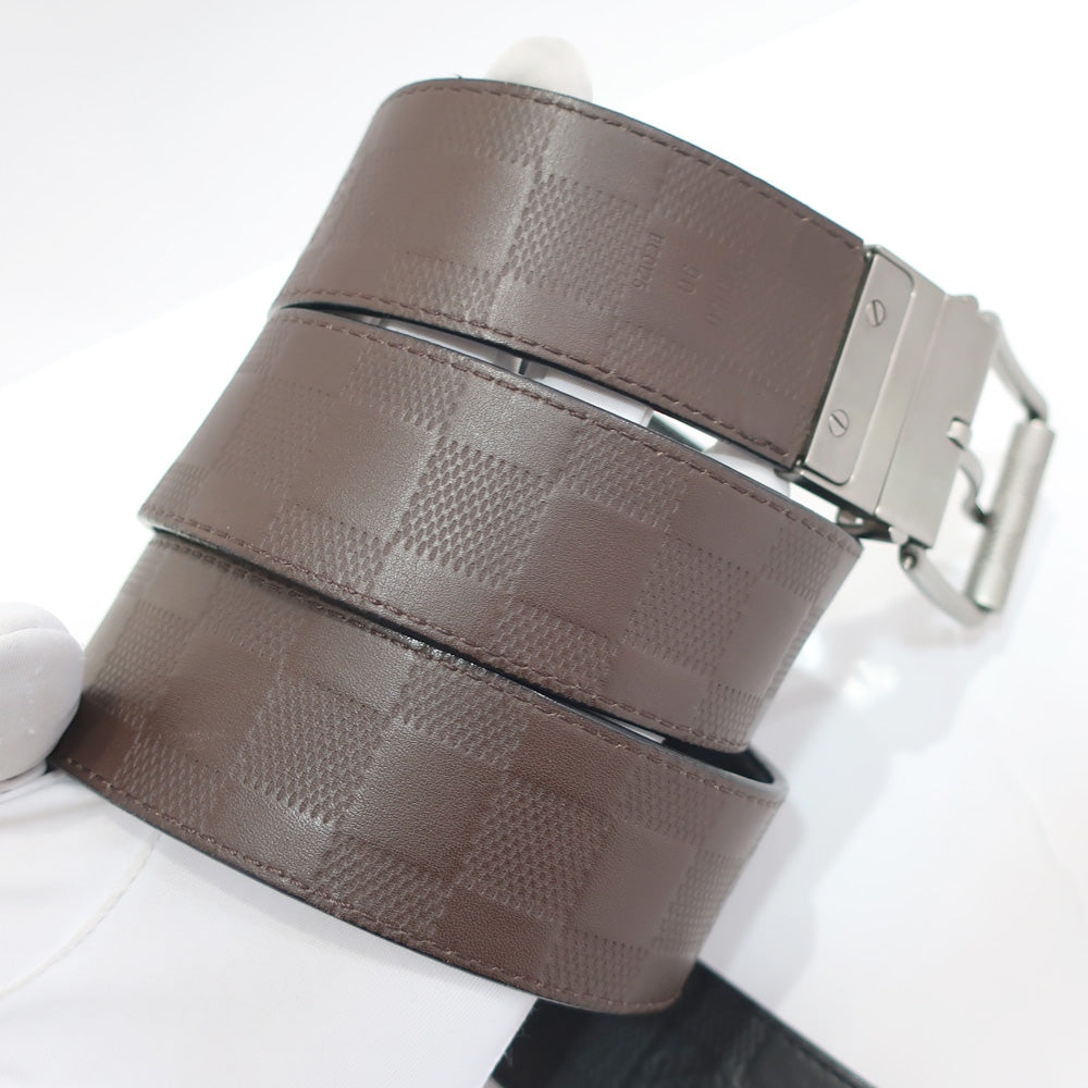 Louis Vuitton Belt Damieprint 40MM M9150 Damie Black/Brown Silver  90  Mens Box