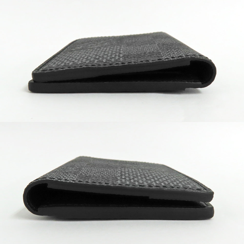 Louis Vuitton N60431 Damier Graphite 3D Black Card Case Passcase Small Lace Mens Beauty