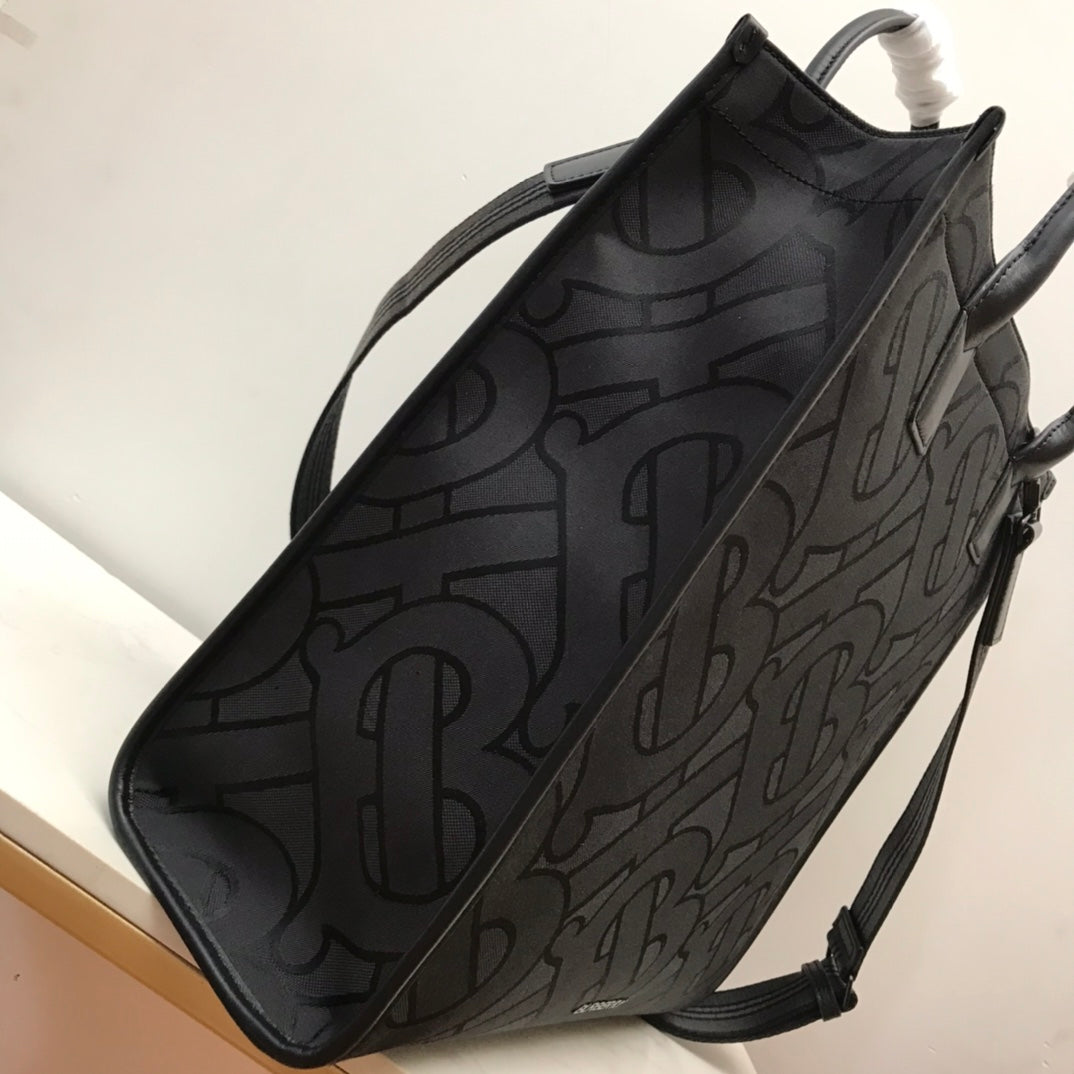 GLAMI Monogram Recycled Polyester Jacquard Tote Black For Women, Bags 14.8in/37.5cm