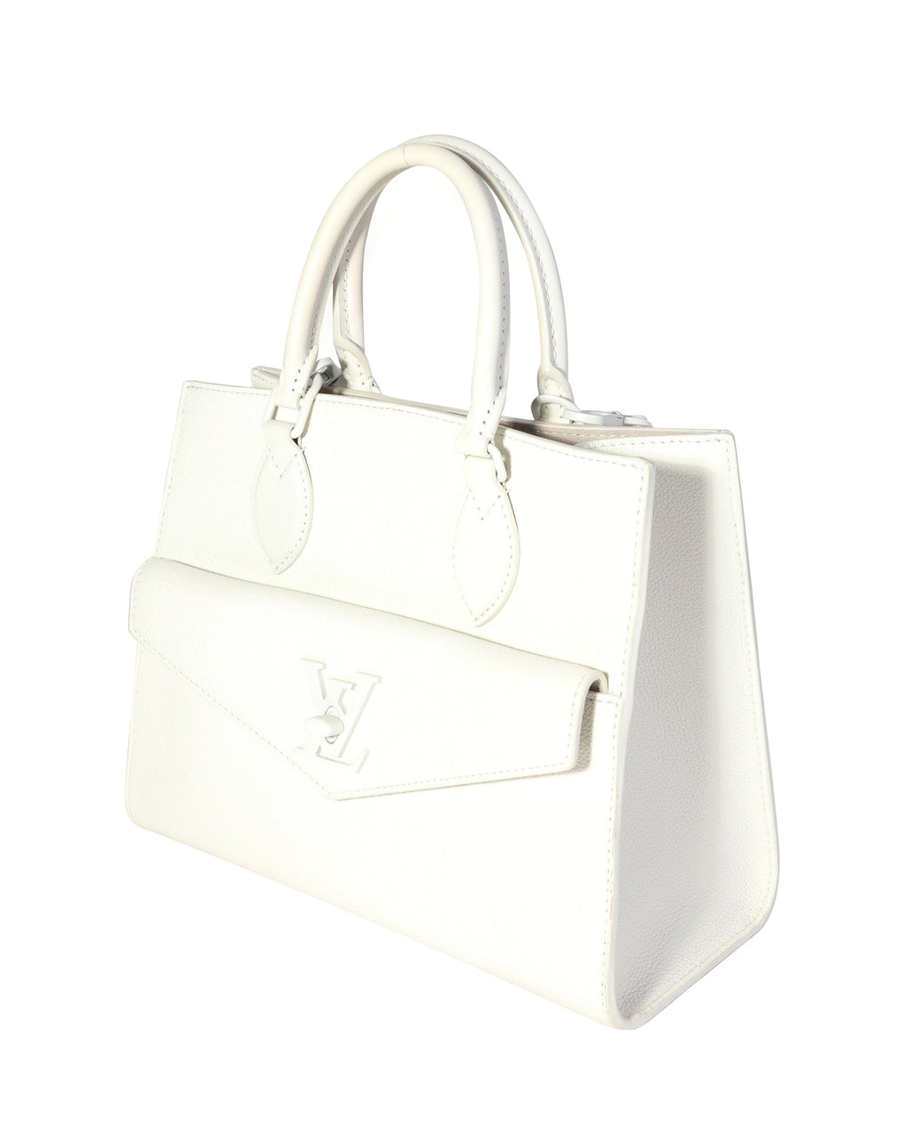 Louis Vuitton White Leather Monochrome Lockme Tote PM