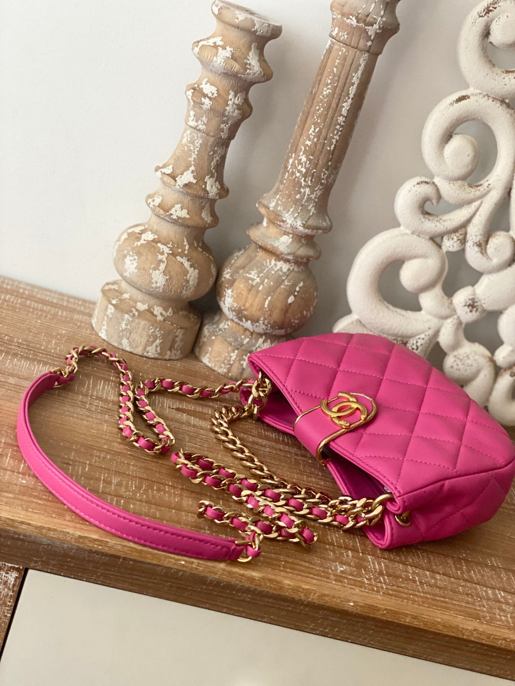 CHLSmall Hobo Bag Gold Hardware PiNike For Women, Women’s Handbags, Shoulder Bags 7.5in/19cm