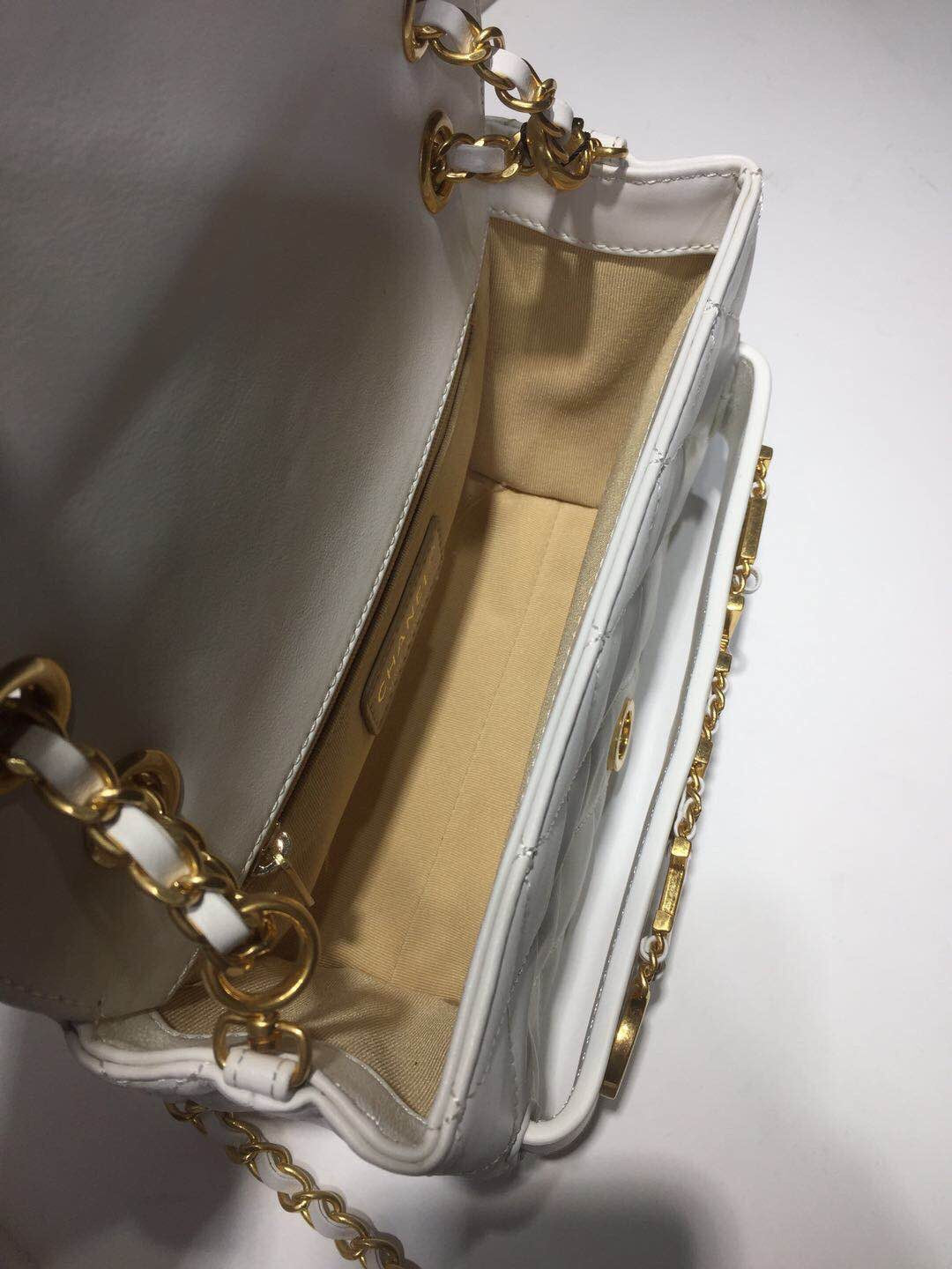 CHLFront Logo Small Flap Bag Gold Hardware Apricot For Women, Women’s Handbags, Shoulder Bags 8.2in/21cm AS1490