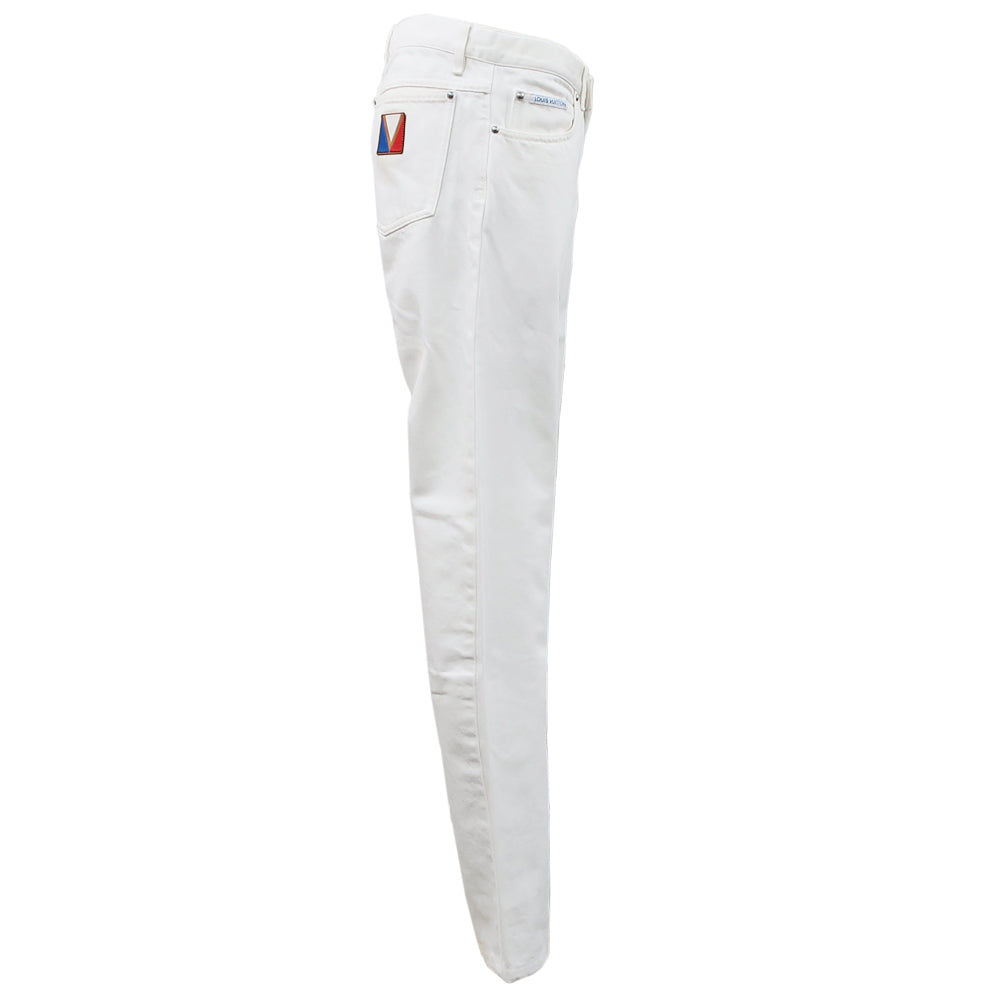 Louis Vuitton Gaston Denim Pants Cotton 100% 38 H3DP05BRZ White French Apparel Clothes Women's Clothes