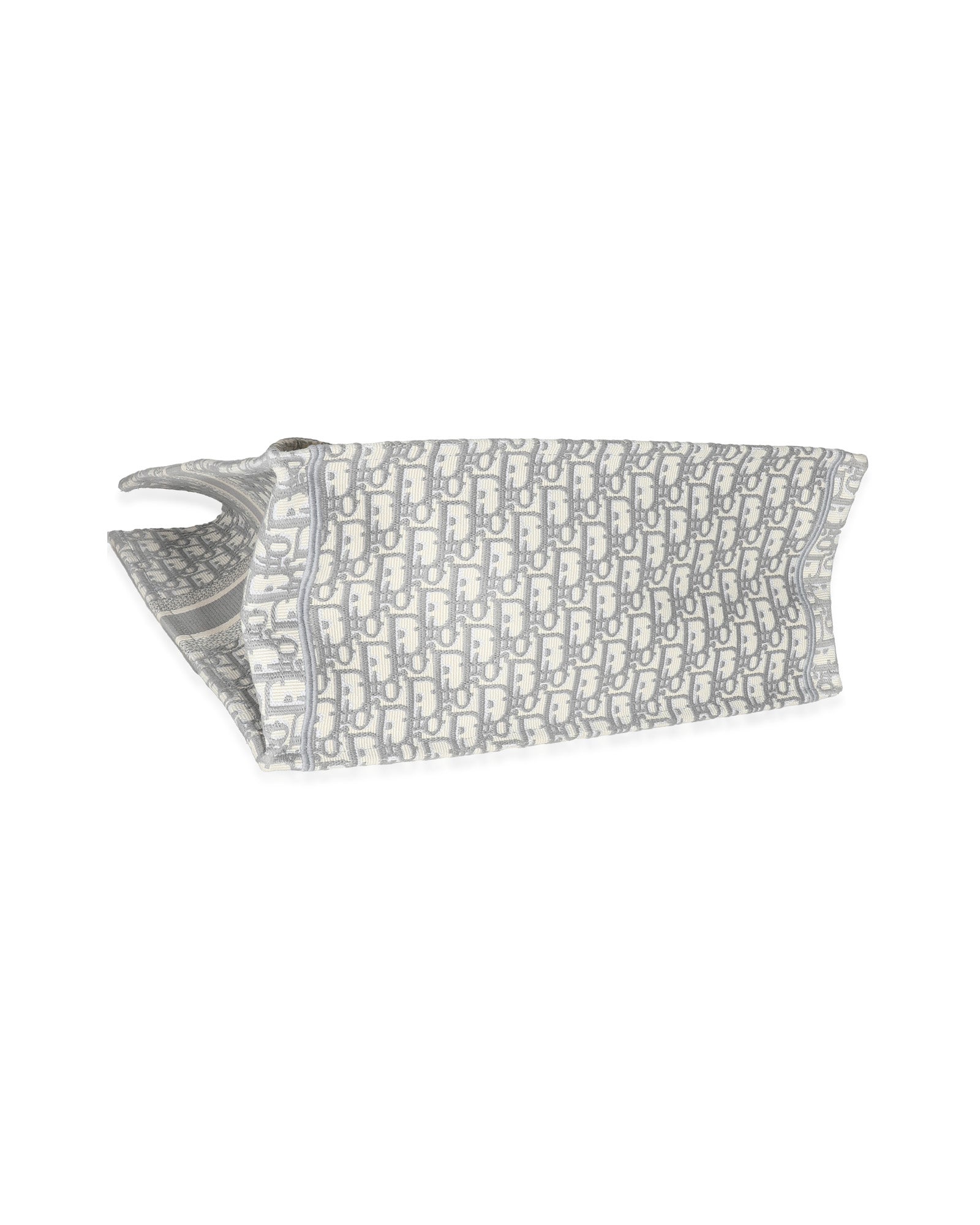 Christian Dior Ecru Gray Dior Oblique Embroidery Large Dior Book Tote