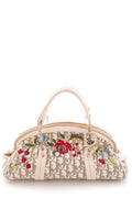 Dior Cream Monogram Canvas Trotteur Bowling Handbag