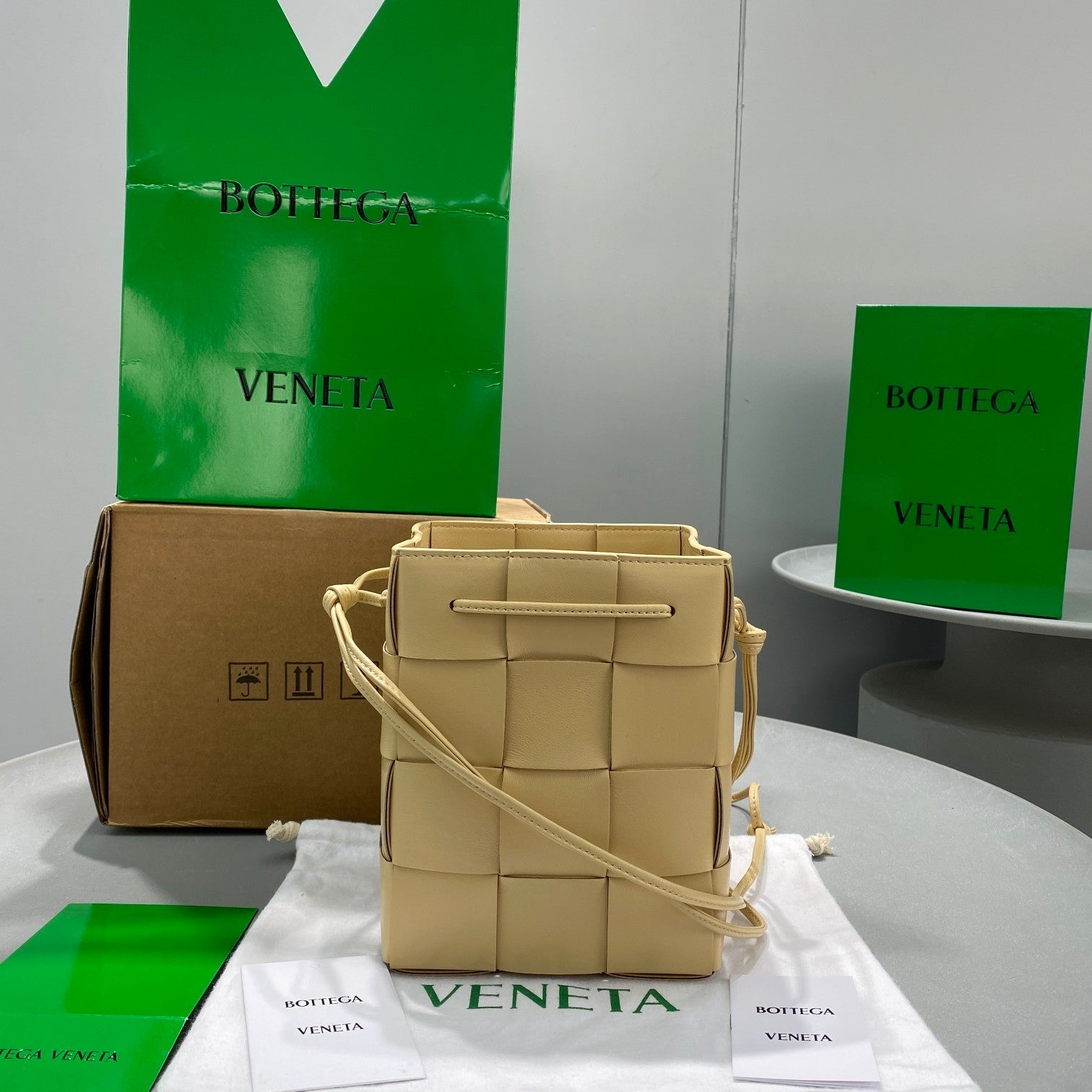 GLAMI Mini Cassette Bucket Bag Beige, For Women, Bags 5.5in/14cm 680217VCQC49776