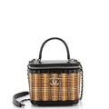 CHANEL Take Away Vanity Case Rattan and Calfskin Small