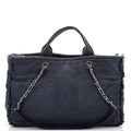 CHANEL Double Face Deauville Tote Fringe Quilted Canvas Large