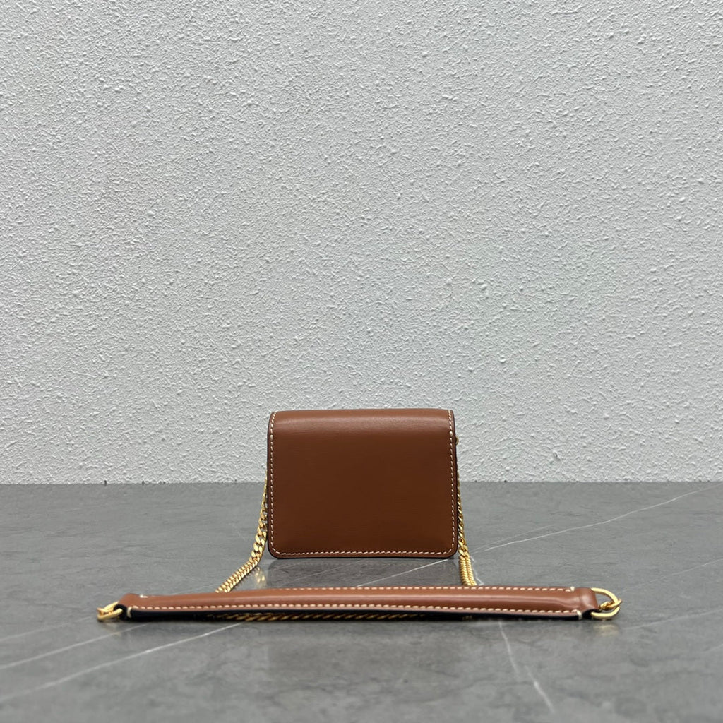 CE Card Holder On Chain Triomphe Tan For Women 4in/11cm 10J743DPV.04LU