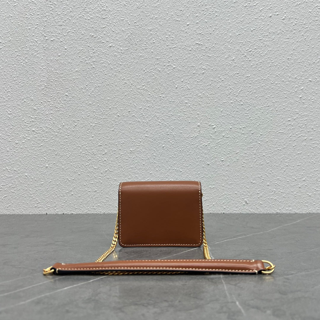 GLAMI Card Holder On Chain Triomphe Tan For Women 4in/11cm 10J743DPV.04LU
