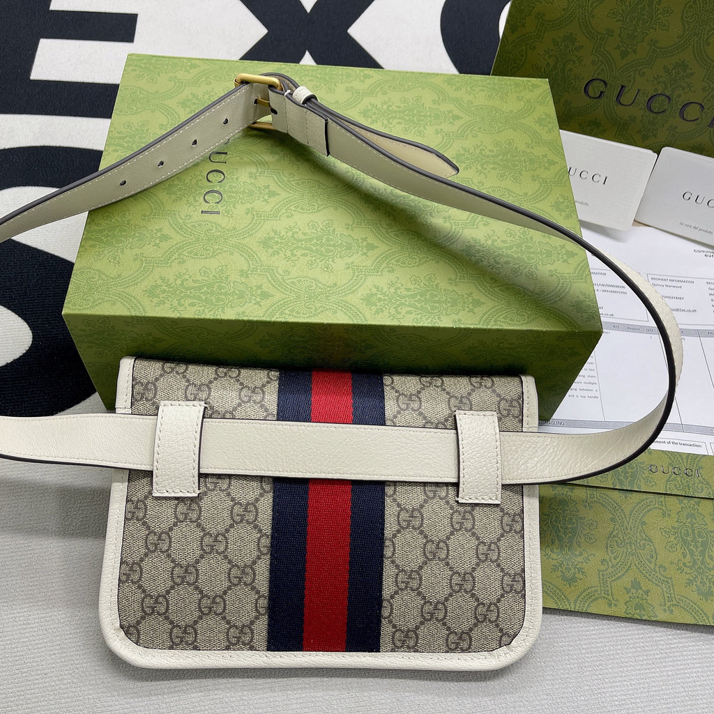 gg Ophidia Belt Bag Beige And Ebony gg Supreme Canvas, A Material With Low Environmental Impact For Men  8.7in/22cm gg 674081 96IWT 9794