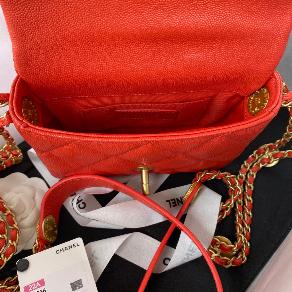 CHLMini Flap Bag With Top Handle Gold Hardware Red For Women, Women’s Handbags, Shoulder Bags 7.9in/20cm AS2431 