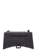 Balenciaga Black Hourglass Croc-Embossed Handbag