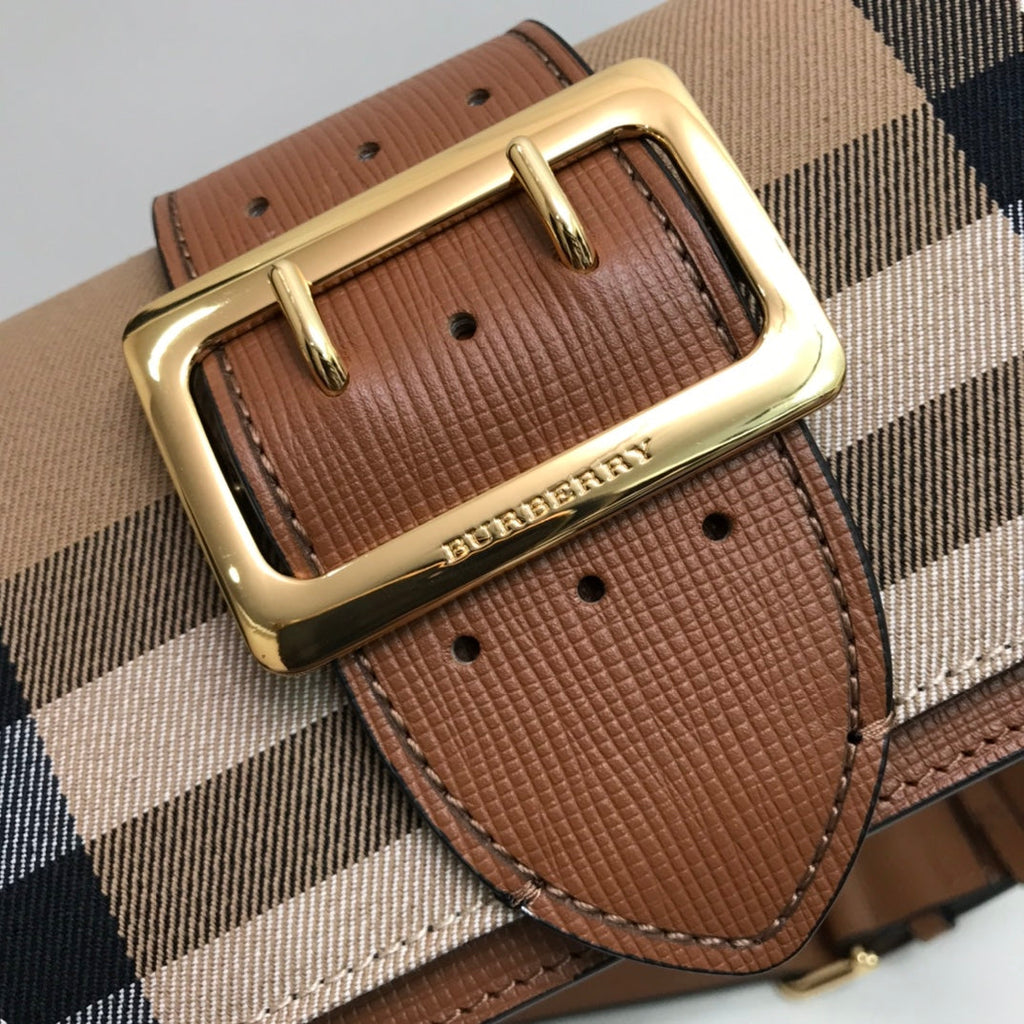 GLAMI Small Bridle House Check And Buckle Crossbody Brown For Women, Bags 7.8in/20cm