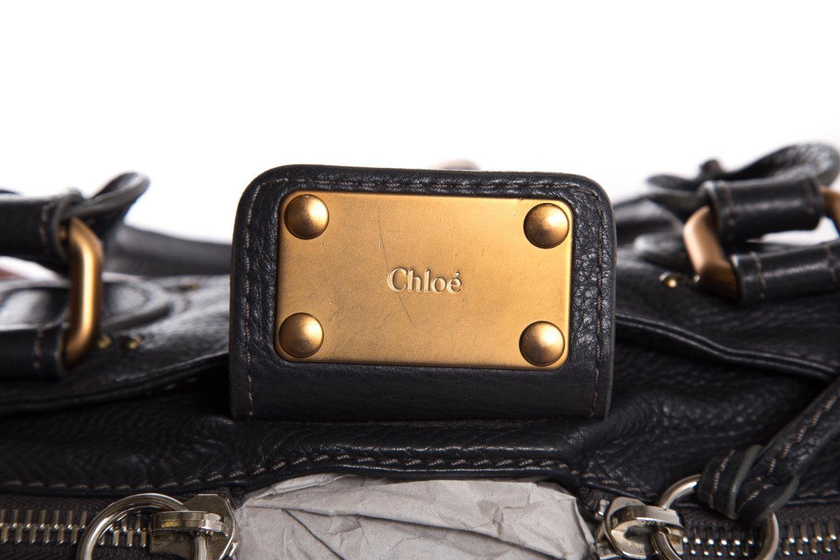 ChloÃƒÆ’Ã‚Â© Midnight Navy Leather Pad-Lock Large Shoulder Bag