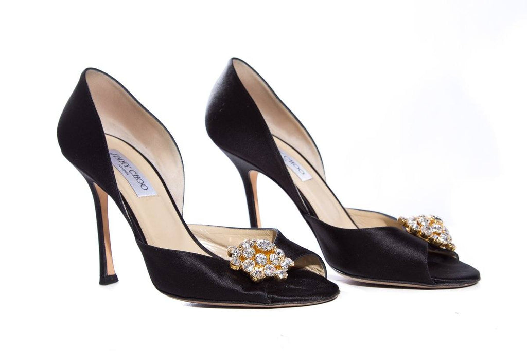 Jimmy Choo Black Satin Heels SZ 40
