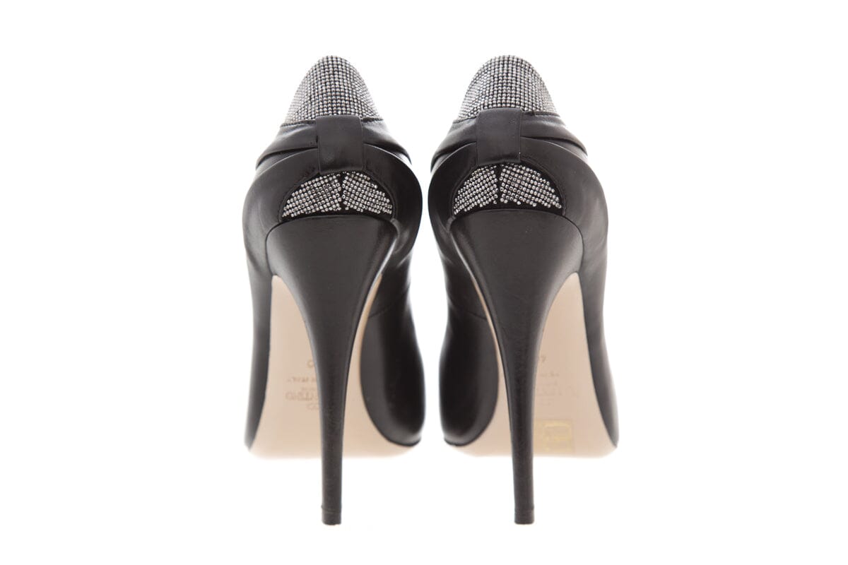 Valentino Black Bow Crystal Heel Pumps SZ 40