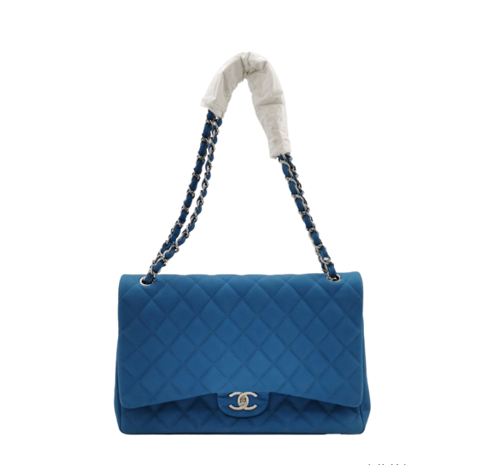 Preloved Chanel Classic Flap CF  Bag Maxi Blue 24061878753329