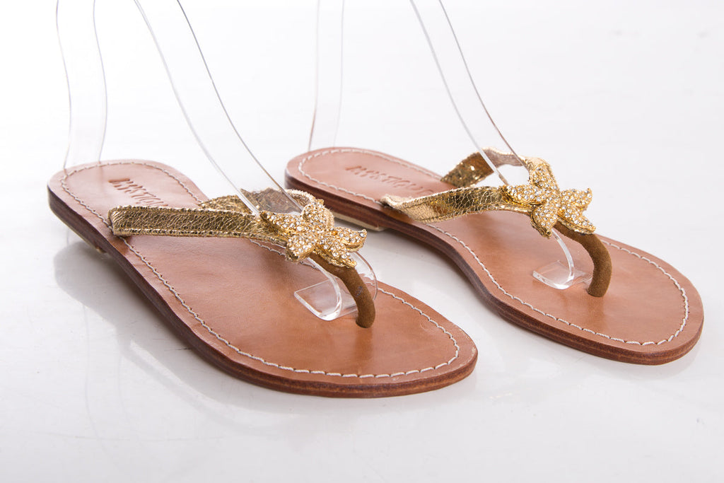 Mystique Brown & Gold Sandals SZ 6