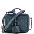 CHANEL Filigree Vanity Case Quilted Iridescent Caviar Small