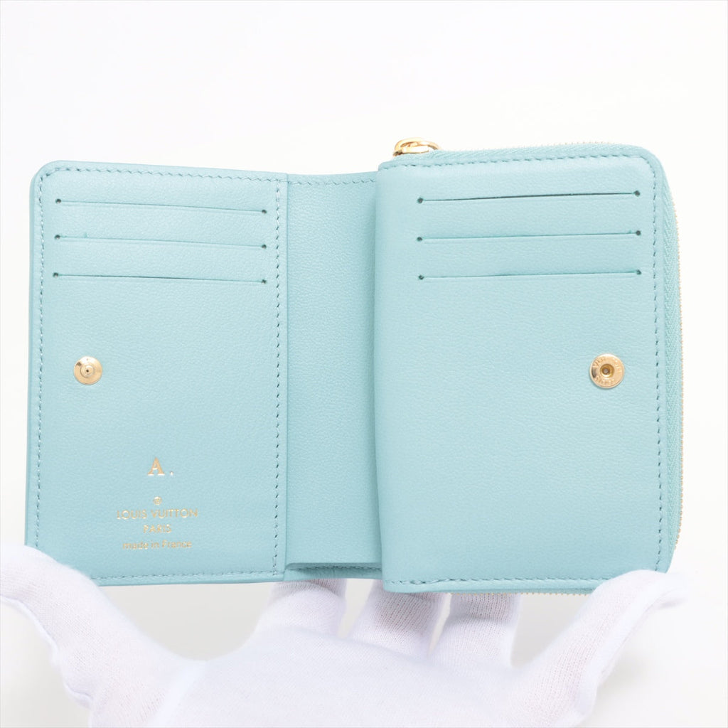 Louis Vuitton Monogram Embos Portefolio M82265 Blue Compact Wallet